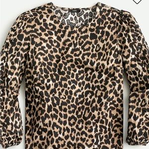 J Crew Ruffle Sleeve Leopard Blouse